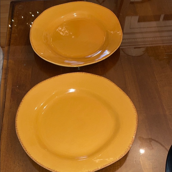 PIER ONE Harvest Gold Set of 3 dinner and 3 cake plates! Heavy quality dishes - Picture 8 of 14